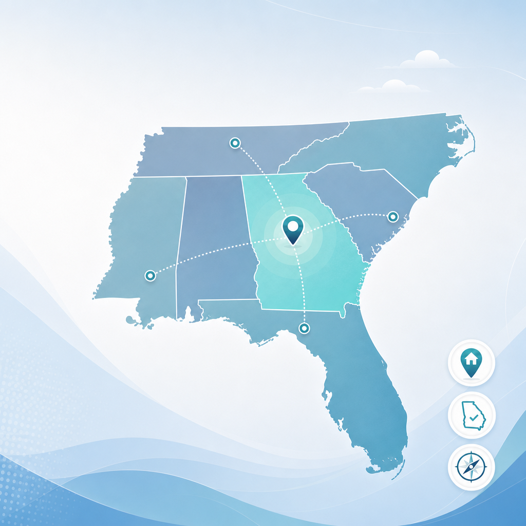 BTL Transport coverage map showing Southeast US region with Georgia as the home base